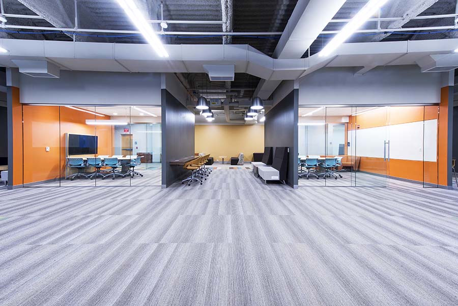 Photo of Tartan Collaborative Commons showing two conference rooms and seating
